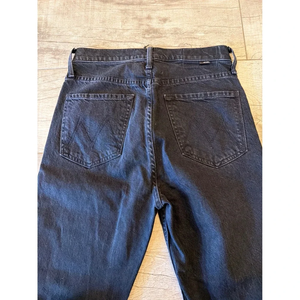 Mother Superior High Waisted Rider Skimp Jeans Whos Sorry Now Black Straight Leg